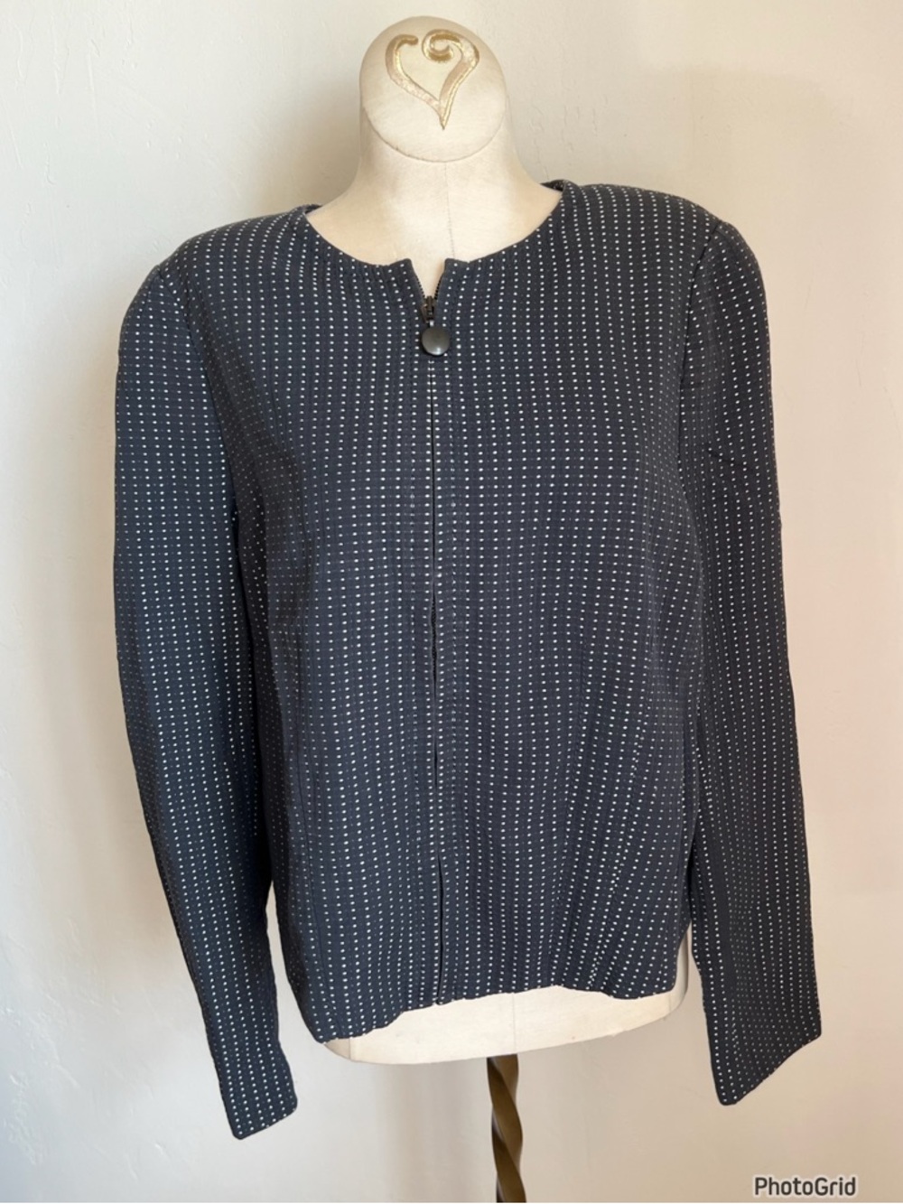Akris Punto Dotted Zip Up Jacket Size 12 Career Workwear Quiet Luxury